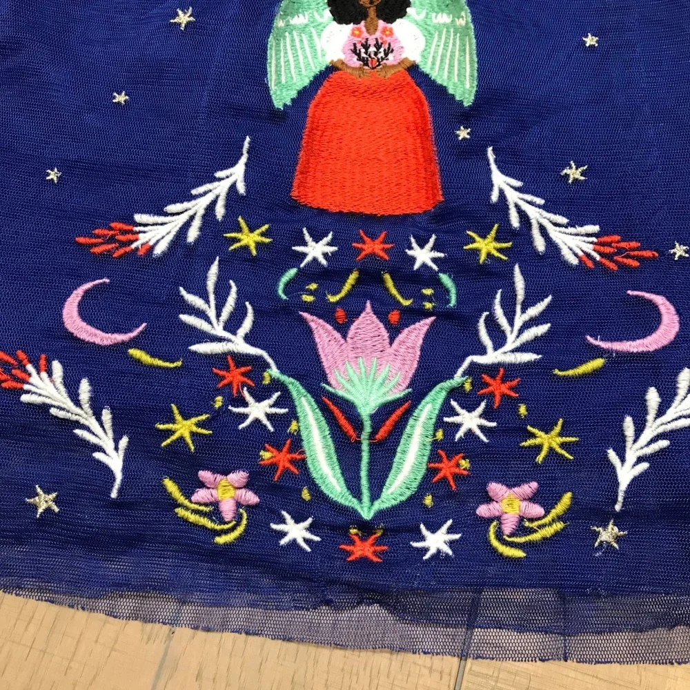 Hanna Andersson Dress Girls Size 6-7 Angels Tulle Holiday Christmas Blue‎ Modest